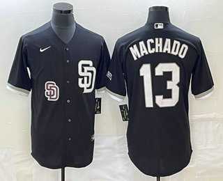 Mens San Diego Padres #13 Manny Machado Black 2023 Cool Base Stitched Jersey->san diego padres->MLB Jersey
